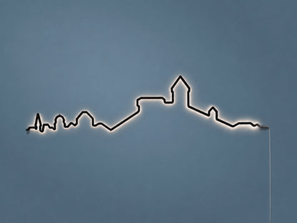 Kontura Skyline Schaffhausen in Schwarz, beleuchtet an der Wand #Farbe_Schwarz